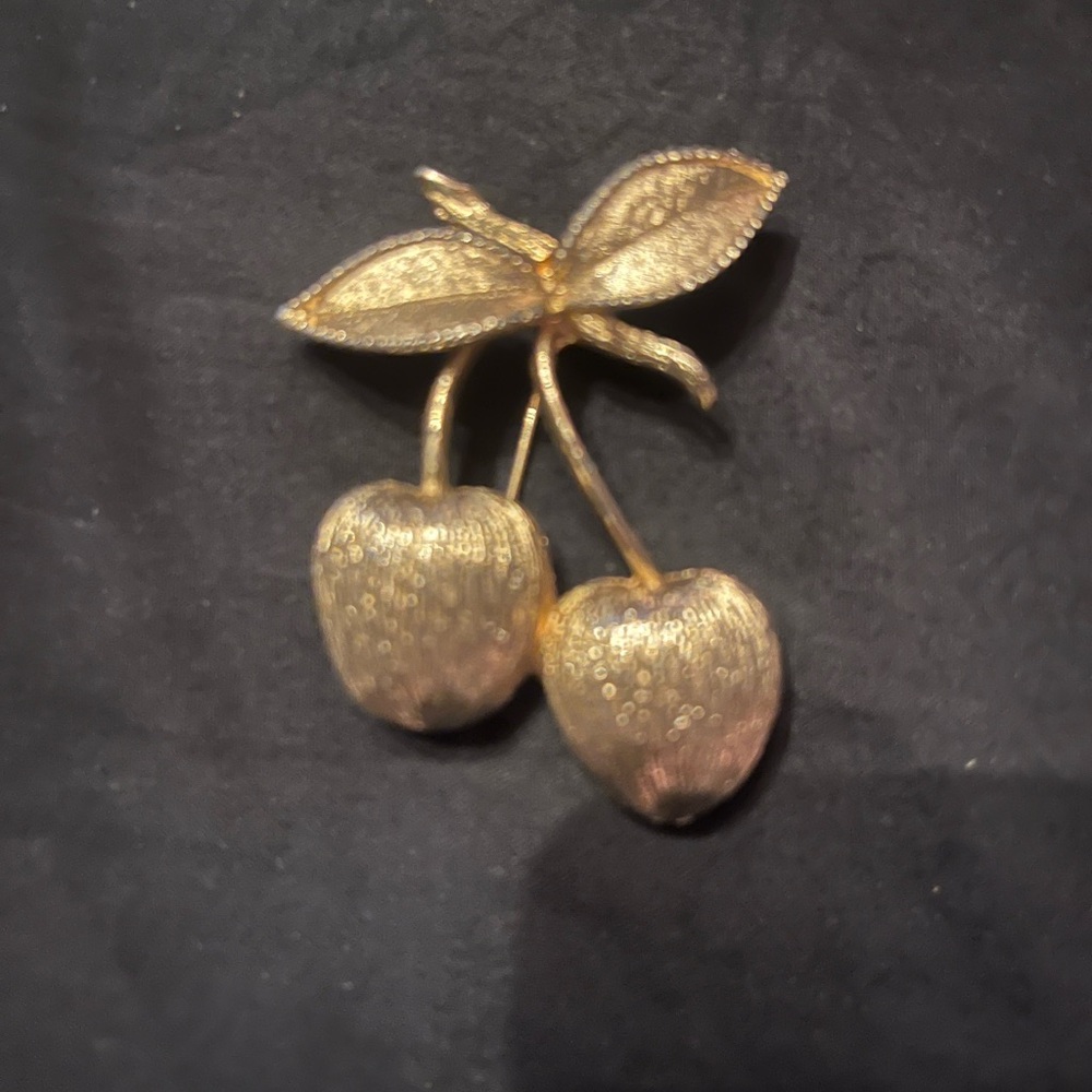 Vintage Sarah Coventry Gold-Tone Cherry Pin
